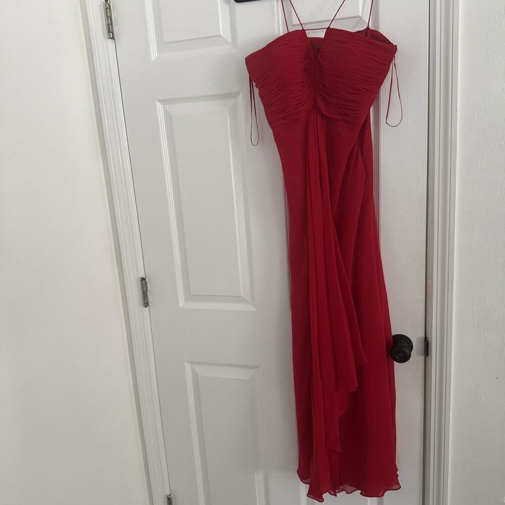 Gilar Y2K Vintage Scarlet Red 100% Silk Formal Evening Gown Maxi Dress Size 8